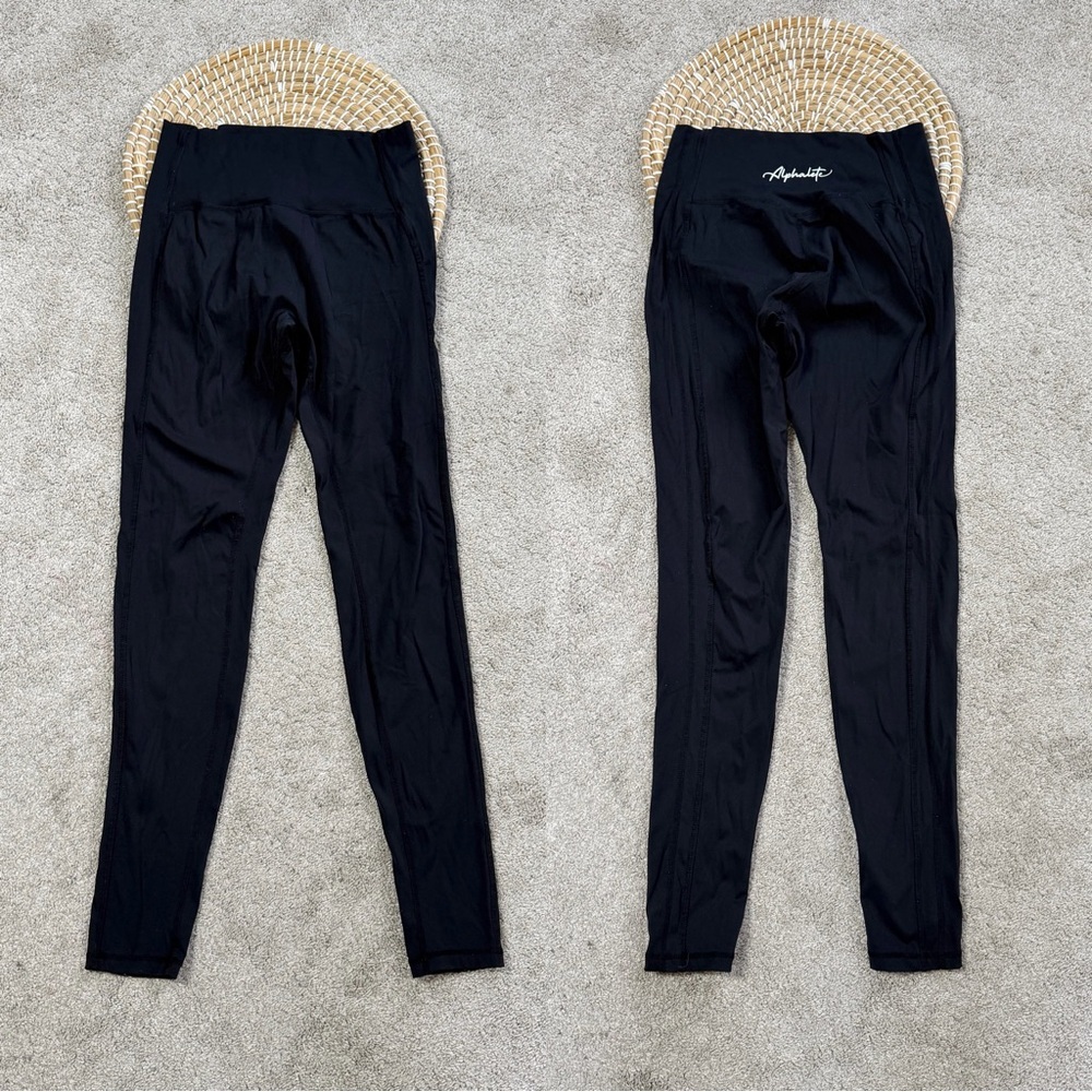 Alphalate Women’s High Waisted Legging Pull On Activewear Gym in Black M